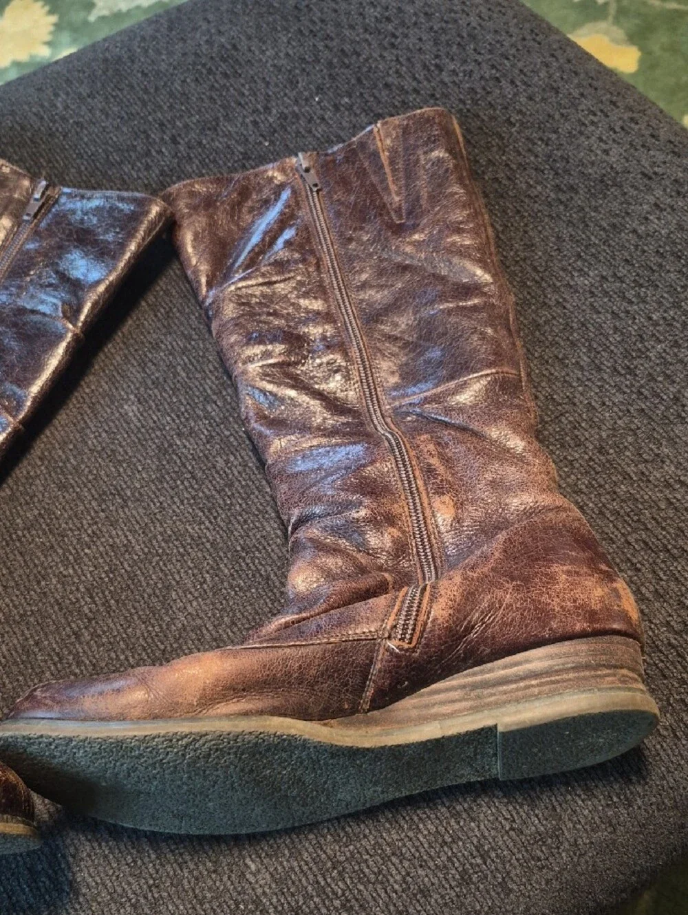 Miz Mooz Brown Over-the-Knee Leather Boots with Side Zip